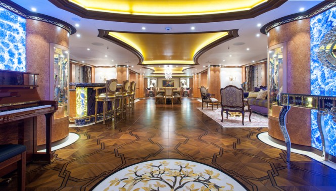 Luxury yacht Solandge - Main deck saloon - Photo by Klaus Jordan