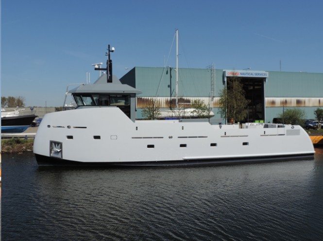 Luxury yacht support vessel YXT ONE on the water