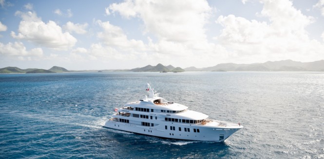 Mega yacht INVICTUS underway - Photo by Jeff Brown