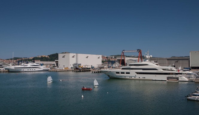 SARAMOUR yacht and the recently launched YALLA yacht at the CRN Shipyard in Ancona