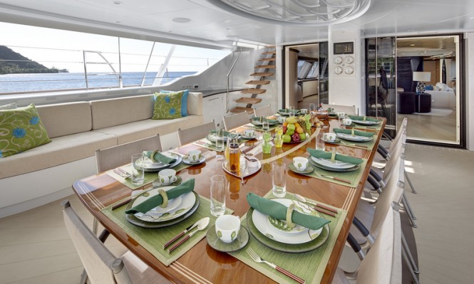 Sailing yacht MONDANGO 3 - Cockpit Breakfast Image by Chris Lewis