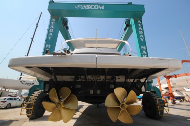 Shenu Yacht at relaunch - aft view