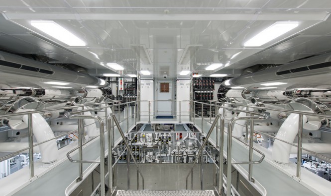 Super yacht Solandge - Engine Room - Photo by Klaus Jordan