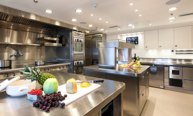 Super yacht Solandge - Galley - Photo by Klaus Jordan