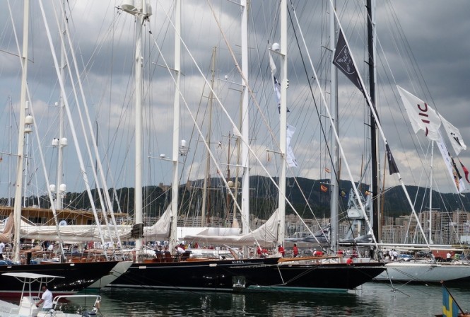 Superyacht Cup Palma 2014 Fleet anchored in the lovely Mediterranean yacht charter location - Palma de Mallorca in Spain