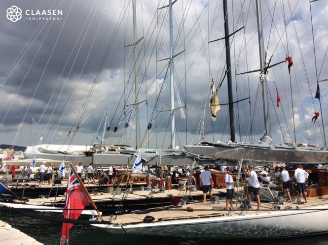 The five J Class yacht line up ready to race at The Superyacht Cup Palma 2014