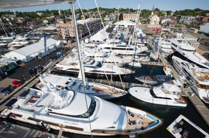 The fleet of charter yachts on display during the 2014 Newport Charter Yacht Show