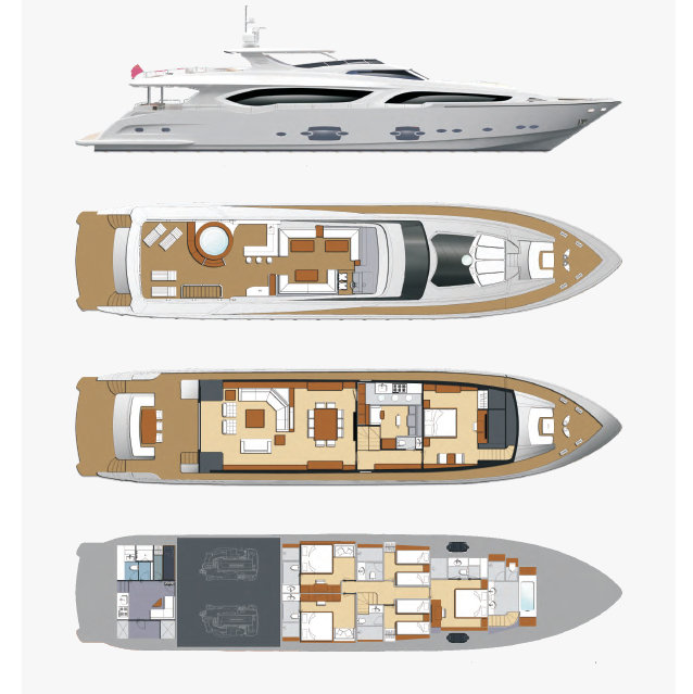 Asteria 108 motor yacht Contessa - Layout