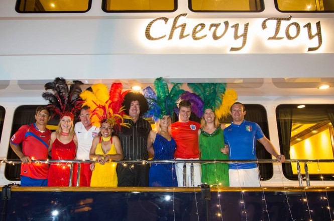 Captain and crew of 142-foot motor yacht Chevy Toy during the 2014 Newport Charter Yacht Show Yacht Hop (Photo Credit Billy Black)