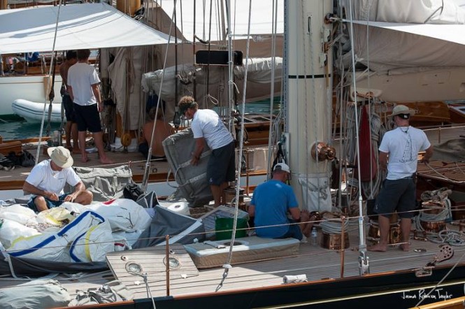 Crew aboard Shamrock V Yacht - Photo by James Robinson Taylor