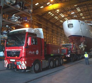 Departure of newly refitted 65m classic motor yacht SHEMARA from Trafalgar Wharf 