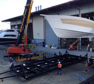 Hull Lifting of Riviera 75 Enclosed Flybridge motor yacht Hull #3