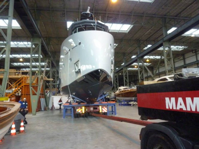 Launch of 24m support yacht YXT One by Lynx Yachts and Diana Yacht Design