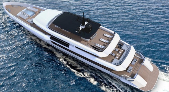 Luxury yacht Palladium concept from above