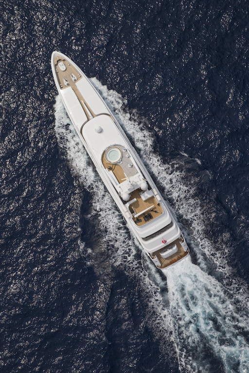 Luxury yacht TURQUOISE birds view