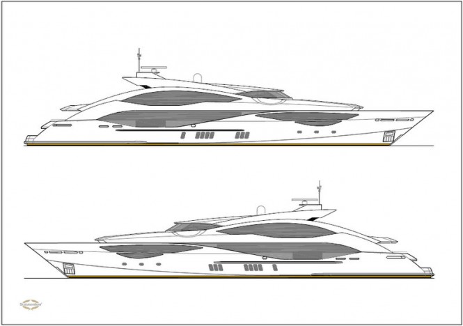 New 51m super yacht '168 Sport Yacht' by Sunseeker - Layout