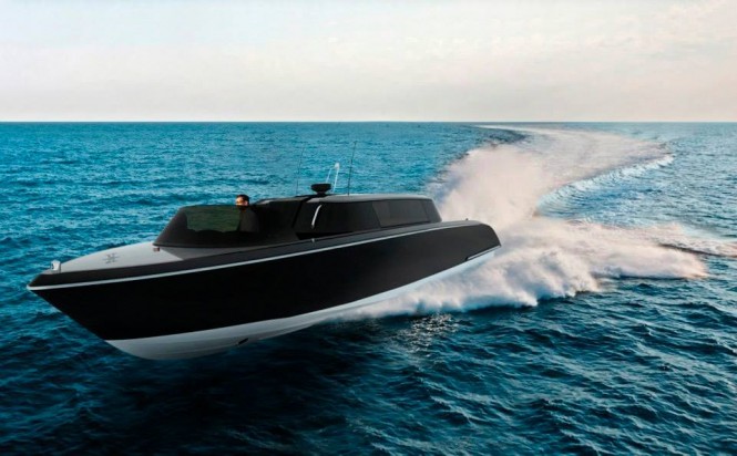10.5m Cockwells luxury yacht tender at full speed