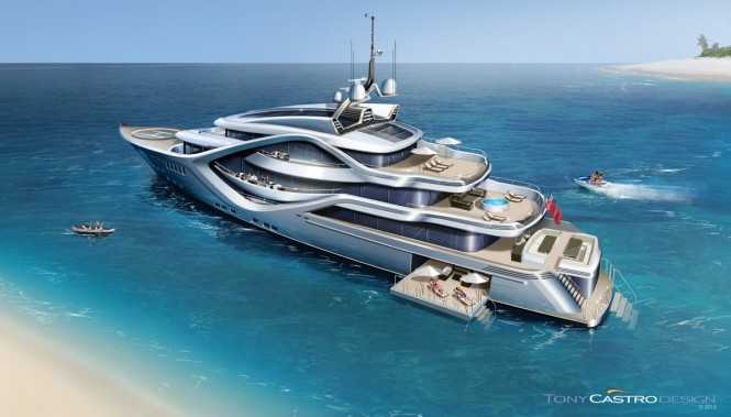 68m Tony Castro yacht concept - aft view
