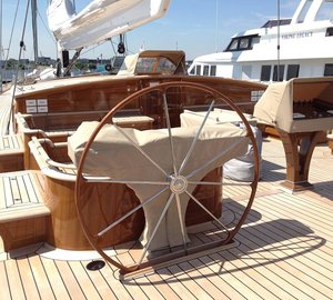 Custom Edson wheels for 46m Royal Huisman sailing yacht ELFJE (Project 392)