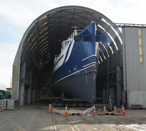 Major upgrades for Damen Sea Axe Shadow Support Yacht UMBRA at Oceania Marine’s North Shipyard 