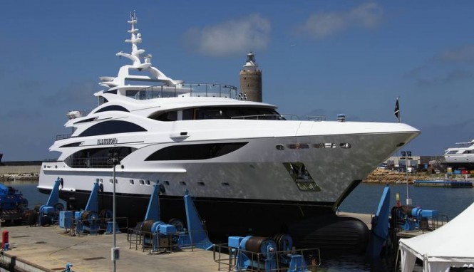 Luxury motor yacht Illusion I at launch