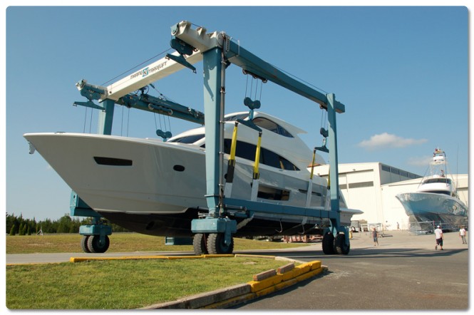 Luxury yacht Viking 75 left her building at Viking Yachts Luxury yacht Viking 75 left her building at Viking Yachts