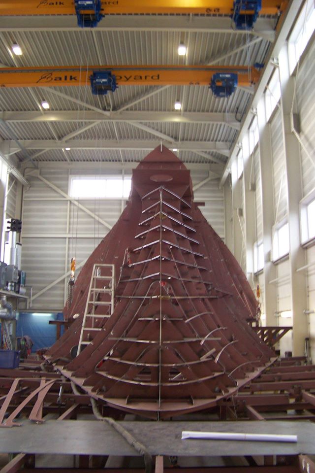 New bow section for superyacht Seven Sins - Photo credit to Balk Shipyard