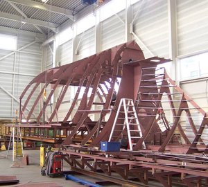 Photos: Progress on the bow construction of motor yacht SEVEN SINS at Balk Shipyard