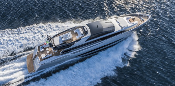 Riva Mythos 122 luxury yacht SOL from above - Photo by Alberto Cocchi