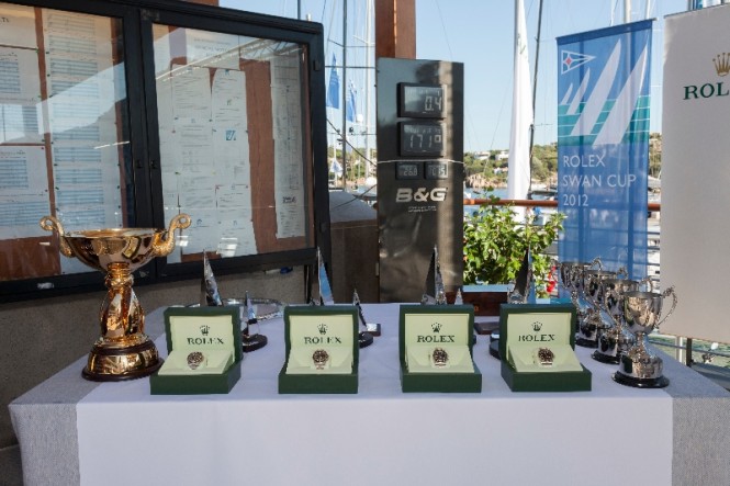 Rolex timepieces and trophies awarded at the final prizegiving of the 2012 Rolex Swan Cup © Nautor's Swan/Alberto Cocchi