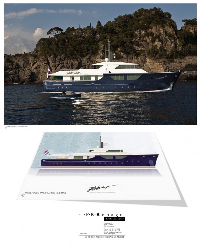 34.34m motor yacht concept by PB BEHAGE