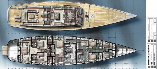 36,5m Barracuda luxury yacht concept - General Arrangements
