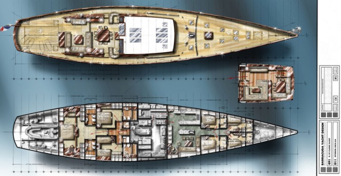 38m Barracuda luxury yacht design for JFA - Deck Layouts