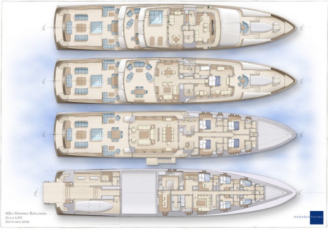 45m Rhoades Young Yacht Concept - General Arrangement