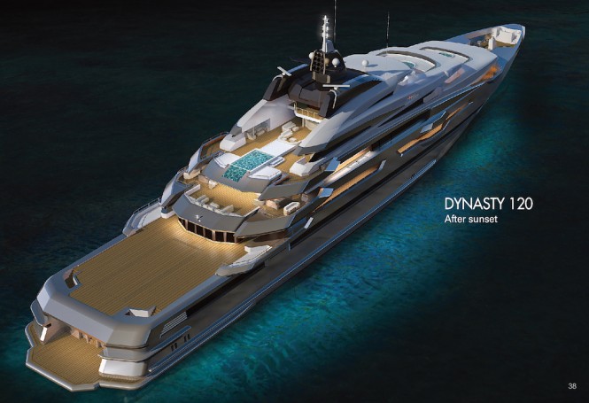 Dynasty 120 Yacht Concept by Night - Image courtesy of Dynasty Yachts