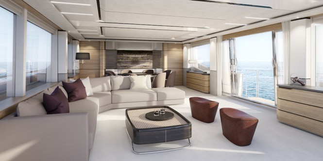 Luxury motor yacht Princess 30M - Saloon - Image courtesy of Princess Yachts