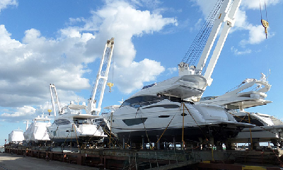Luxury motor yachts aboard transport vessel Egmondgracht