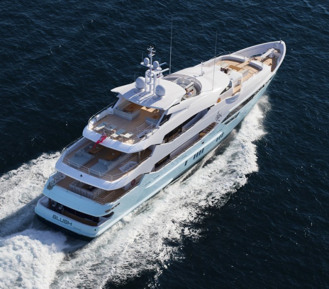 Luxury yacht BLUSH from above