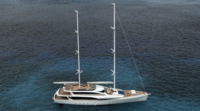 Luxury yacht SM45 Project Amerigo from above