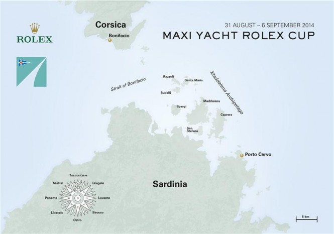 Maxi Yacht Rolex Cup Event Map - Photo credit to Rolex/KPMS
