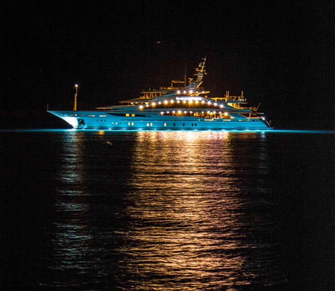 Mega yacht Diamonds Are Forever - side view - Photo credit to Daniel Kennerknecht