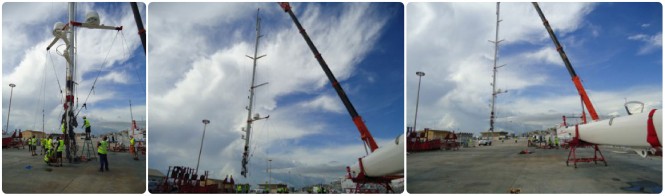RSB Rigging Solutions re-steps 65m mast on 56m Perini Navi superyacht ASAHI