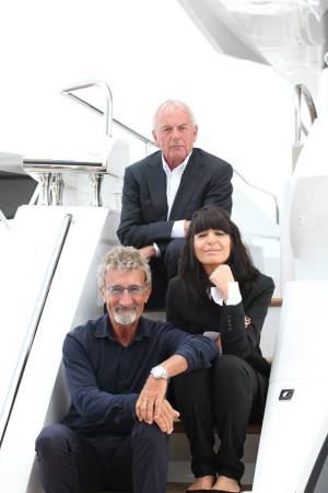 Robert Braithwaite was joined by Claudia Winkleman and Sunseeker owner Eddie Jordan at the launch of the 86 Yacht and Manhattan 65