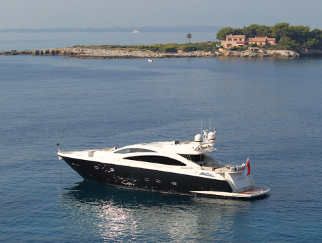 The Predator 84 “FIRECRACKER” is the largest Sunseeker on display at the Sunseeker Yacht Show