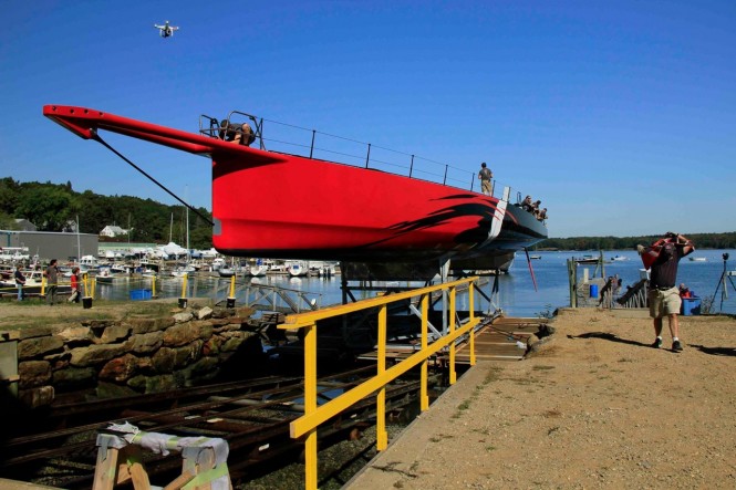 100ft sailing yacht Comanche at launch