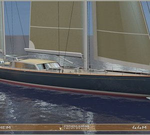 Additional renderings of 44m Spirit of Tradition sailing yacht ANTHEM concept by Stephens Waring Yacht Design