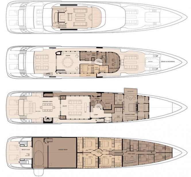 50m Acico luxury yacht concept - Floor Plan