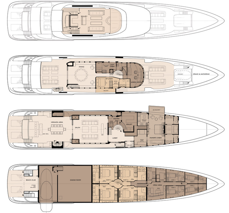 superyacht yacht floor plans