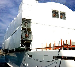 74m Amels motor yacht ILONA back at STP Palma for new paint job by PURE Superyacht Refit