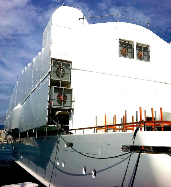 74m Amels superyacht ILONA at STP Palma - Image credit to PURE Superyacht Refit